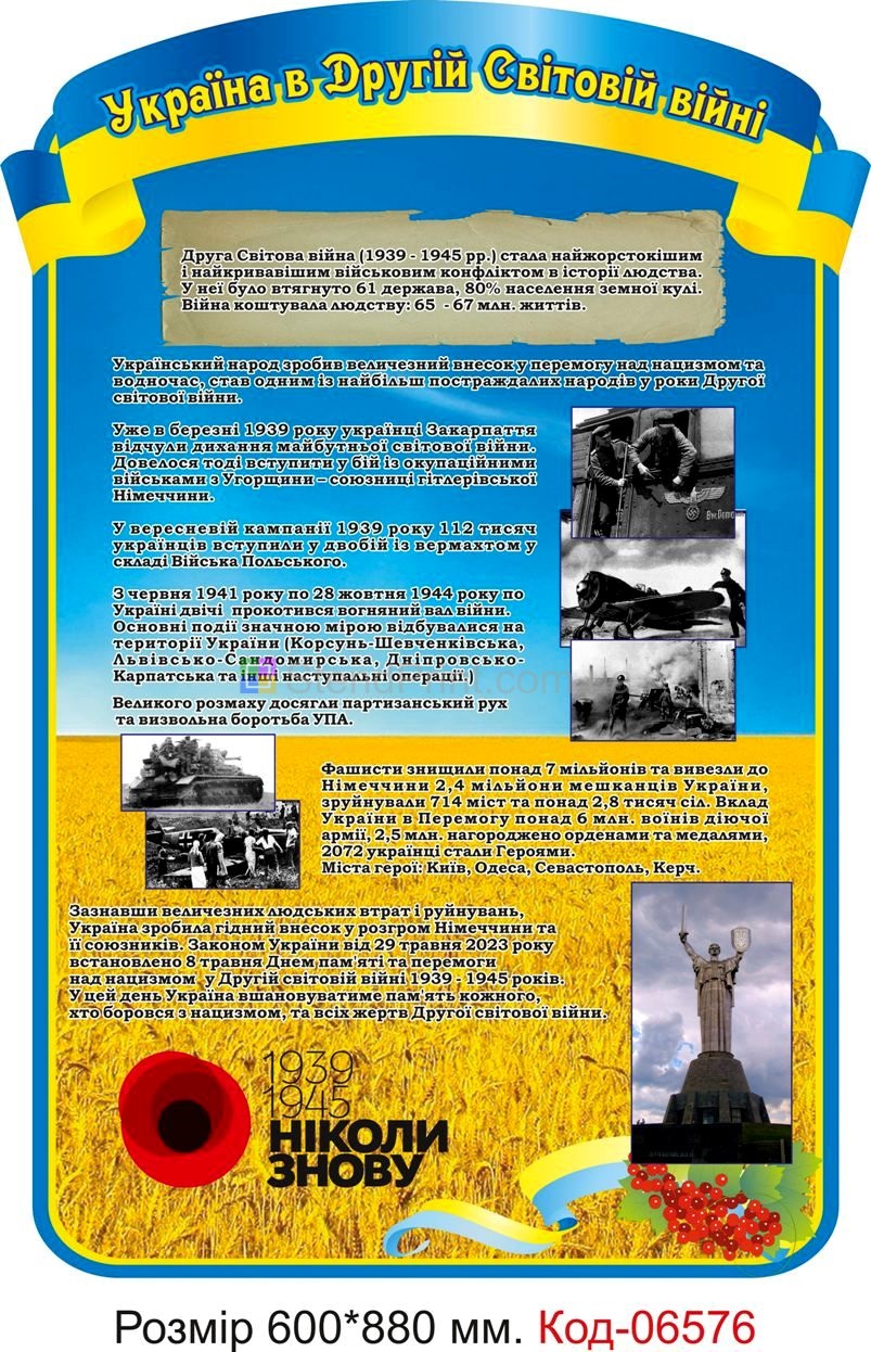 Cтенд пластиковий плакат Україна в другій світовій війні