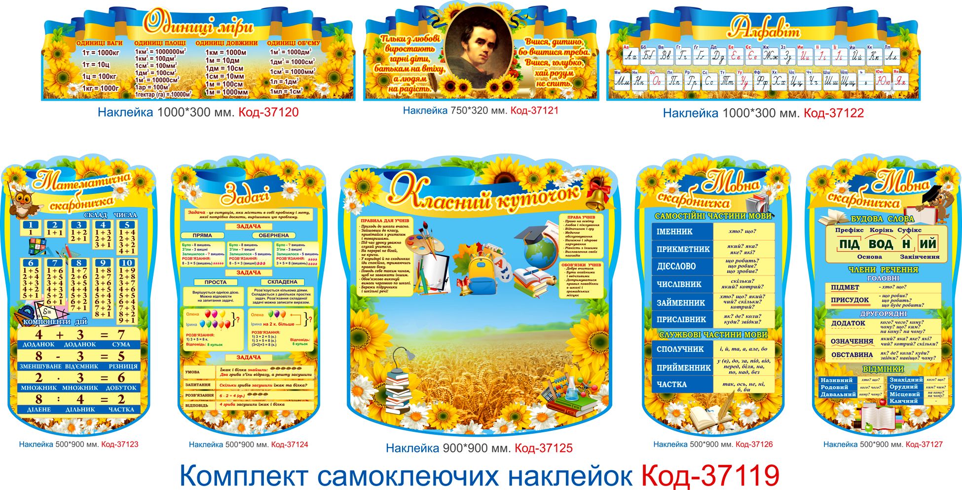Комплект наклейок для початкового класу "Класний куточок" Код-37119
