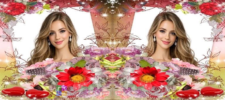 Чашка з фото для коханої з квітами та серцями що подарувати дівчині де замовити