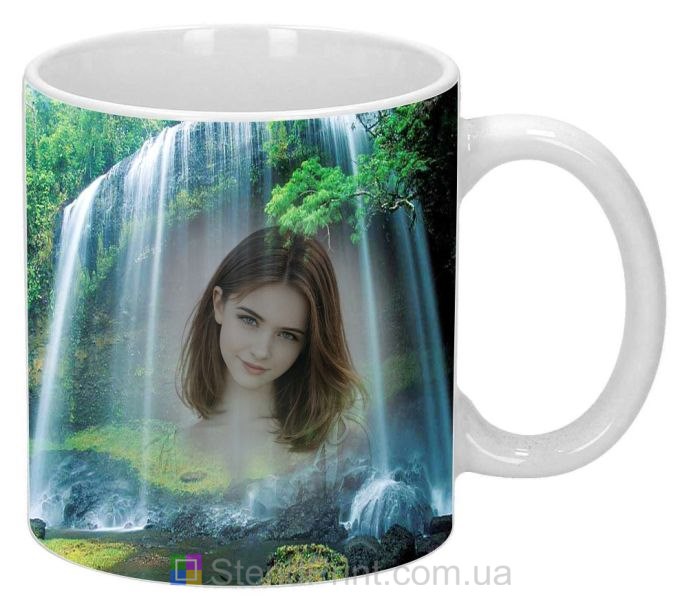 Кружка з фото водоспад і природа фотоефект замовити