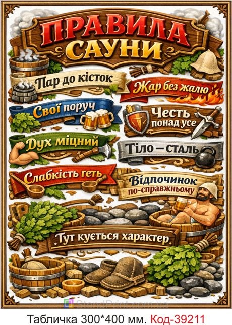Табличка Правила сауни для сауни та бані купити онлайн