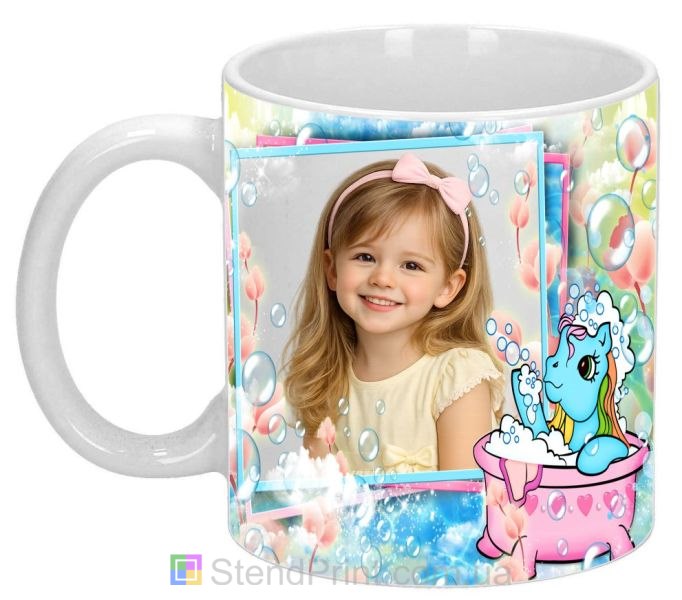 Детская кружка с фото стиль купания и мыльные пузыри