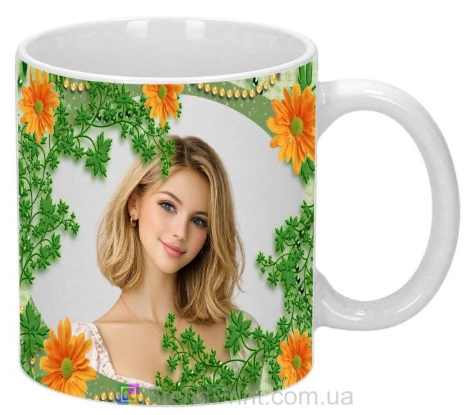 Чашка з фото для дівчини з квітами — яскравий подарунок, замовити онлайн