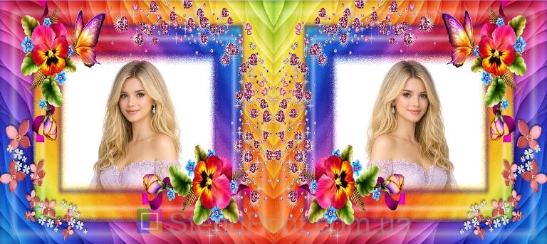 Чашка з фото в яскравій квітковій рамці замовити онлайн подарунок