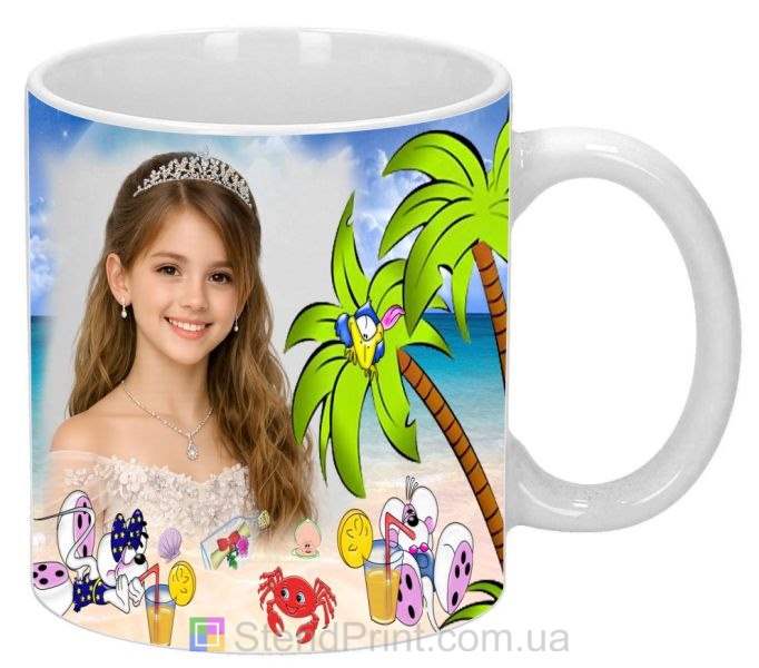 Чашка с фото для девочки летняя кружка с пальмами заказать