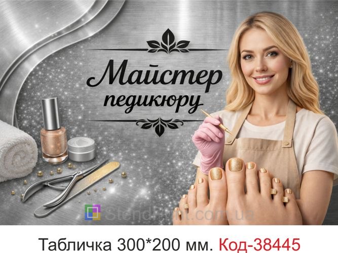 Вывеска Майстер педикюру серебряный дизайн для кабинета купить