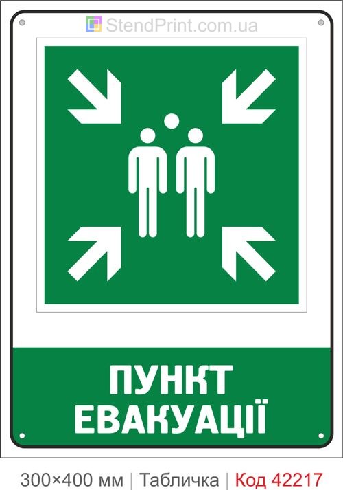 Табличка пункт евакуації ISO 7010 велика купити