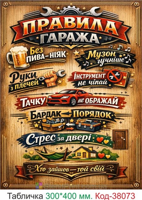 Табличка правила гаража купити декор для гаража