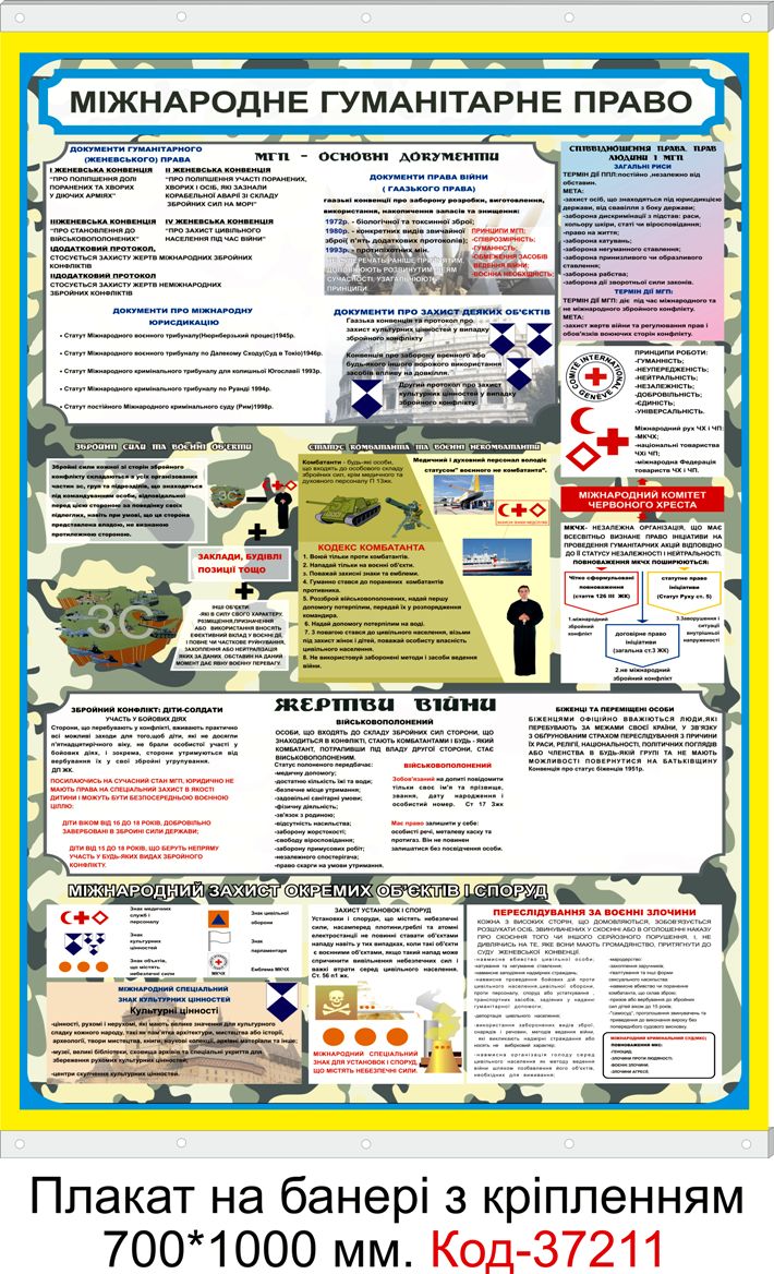 Плакат на банері з направляючими "Міжнародне гуманітарне право"