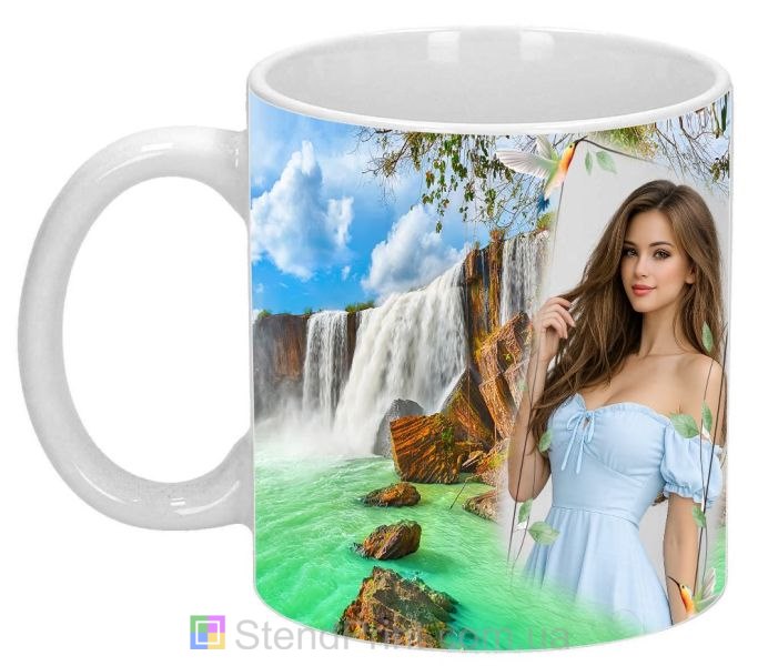 Чашка з фото бірюзового гірського водоспаду, природа — замовити