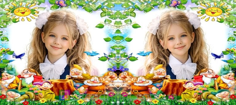 Дитяча чашка з фото гноми квіти та пташки