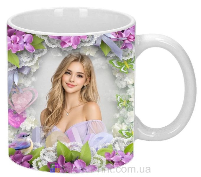 Горнятко з фото бузок Love весняний дизайн замовити