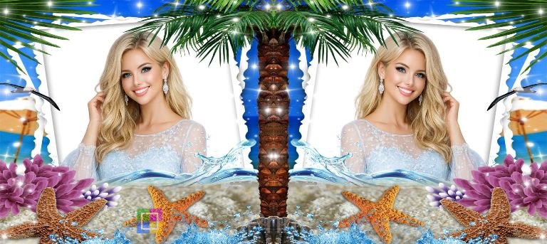 Кружка с фото пальмы морские звёзды водоросли заказать