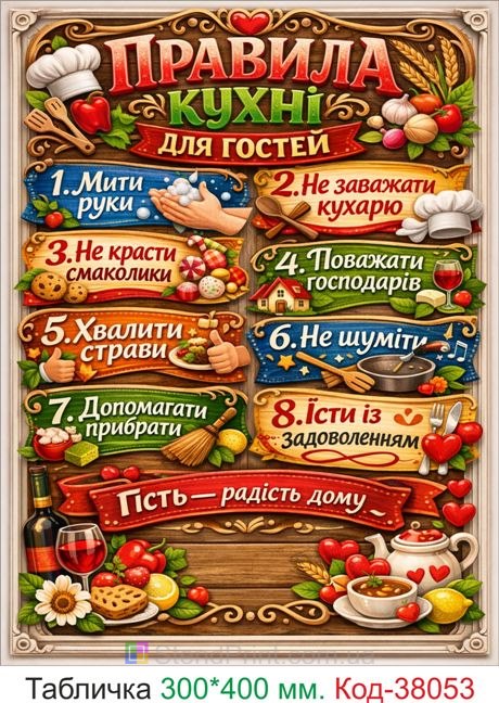Табличка правила кухни для гостей купить декор