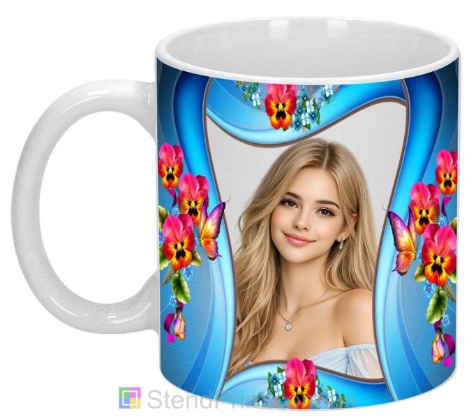 Чашка з фото для дівчини з квітами братки подарунок дівчині замовити