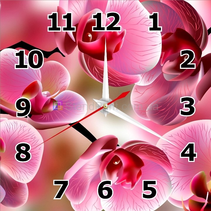 Часы настенные Розовые орхидеи часы на стену 3д