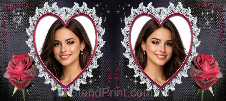 Горнятко з фото для коханої з серцем та трояндою стильний романтичний подарунок замовити