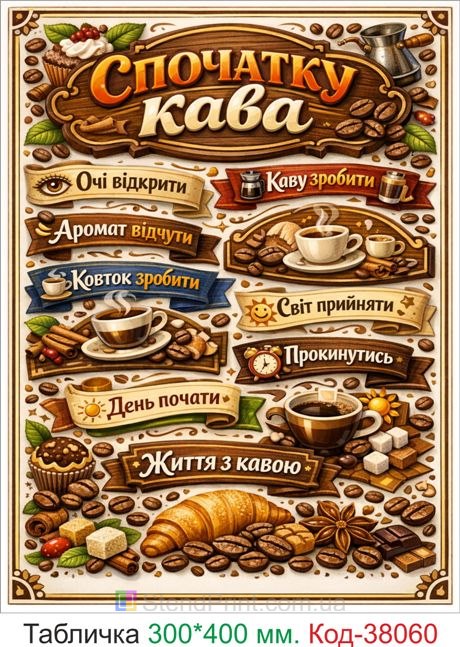 Табличка спочатку кава купити декор кухня