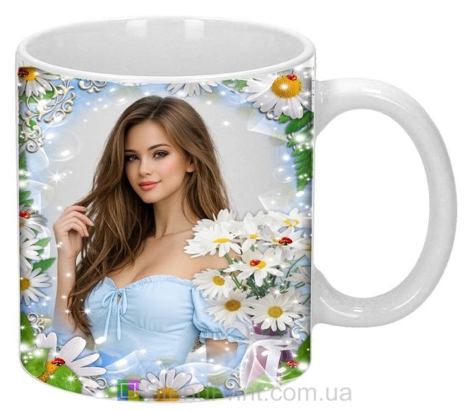 Чашка з фото ромашки та сонечка зі своїм фото замовити