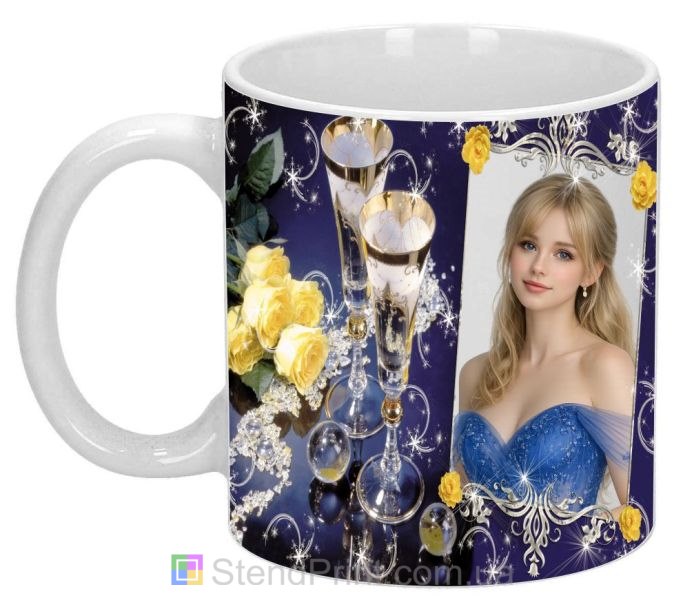 Чашка с фото для любимой с бокалами подарок девушке купить онлайн