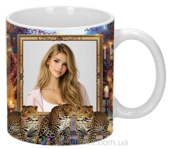 Кружка з фото леопарди свічки старовинна будівля замовити