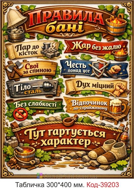 Табличка Правила бані для бані та сауни купити онлайн