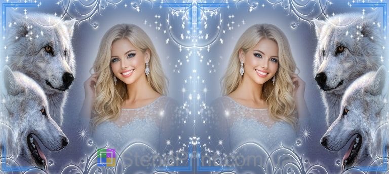 Чашка з фото білі вовки зоряний блиск замовити