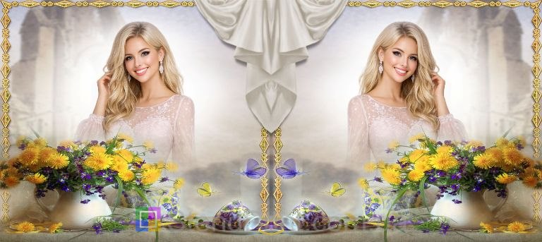 Кружка с фото цветы в вазе летний коллаж заказать