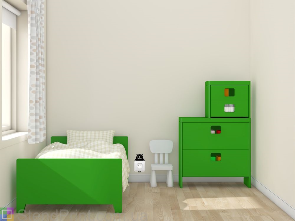 Наклейка вінілова на розетку (Сова Урсель) Код-25056