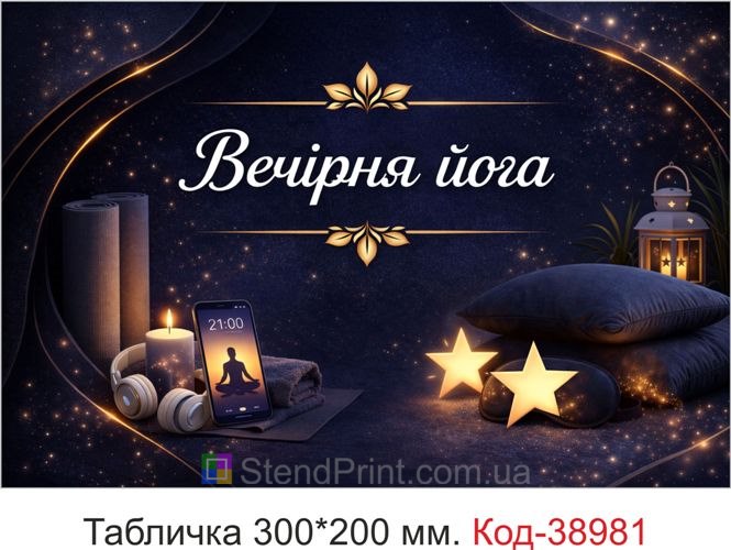 Табличка Вечірня йога для студії йоги замовити онлайн