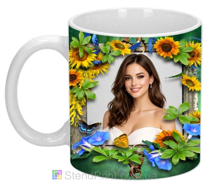 Кружка з фото для дівчини з квітами — подарунок, замовити онлайн