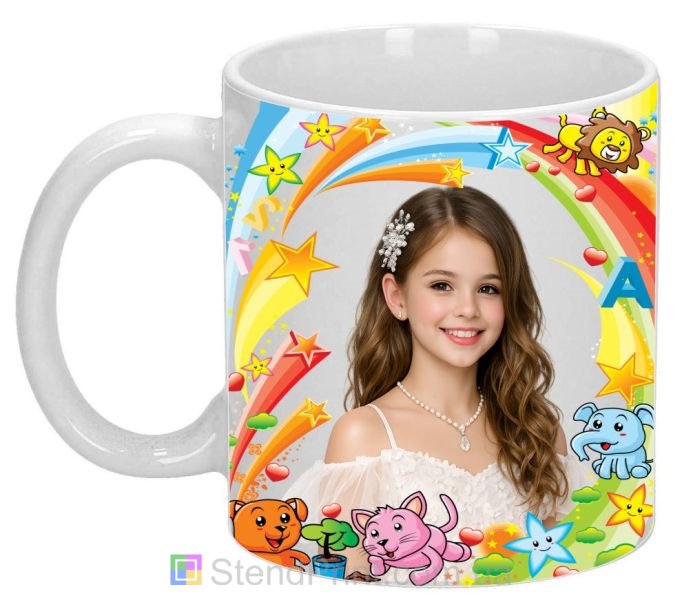 Горнятко з фото для дівчинки яскраве дитяче горнятко з веселкою замовити