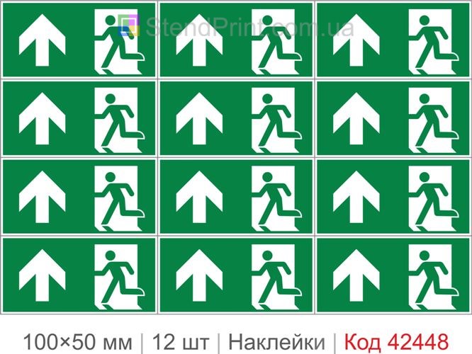 Набір наклейок аварійний вихід вгору для транспорту ISO 7010 E001