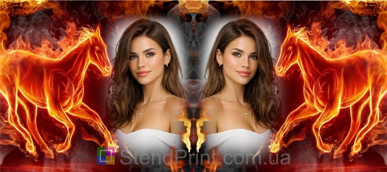 Чашка с фото огненная лошадь пламя заказать