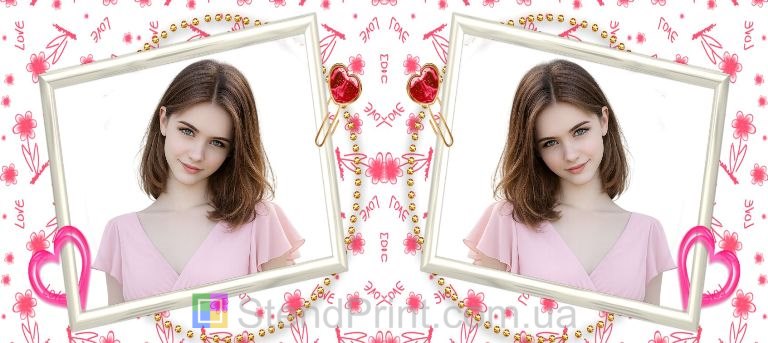 Кружка с фото для любимой с сердцами лёгкий романтический дизайн подарок заказать