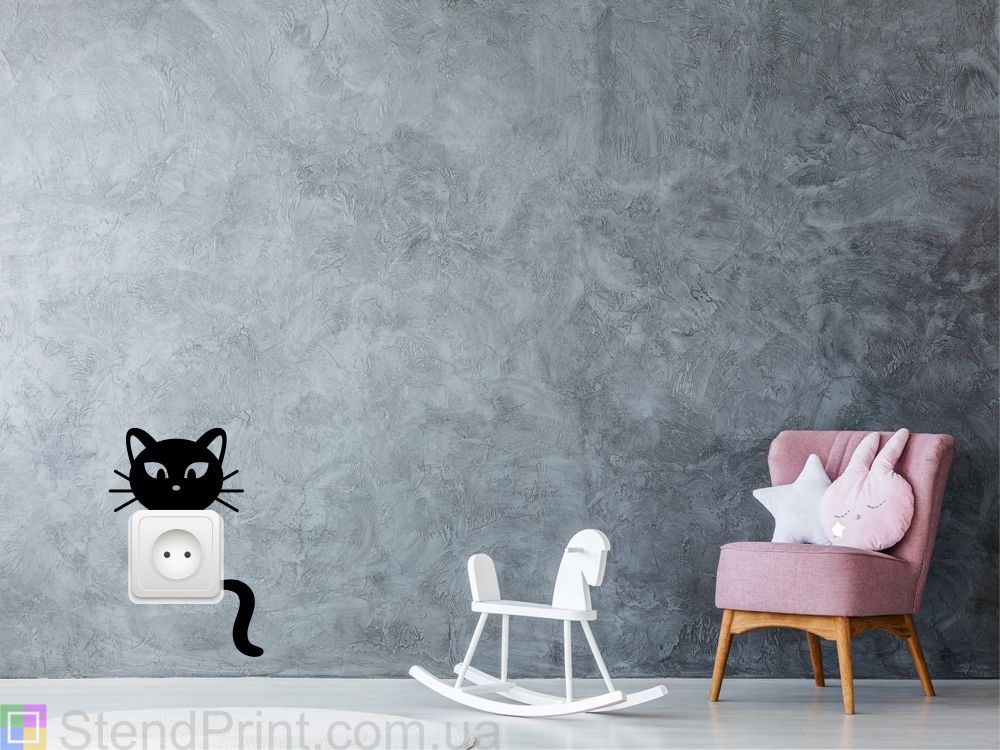 Наклейка вінілова на розетку (Кітті Кіт) Код-25077