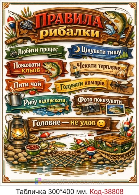 Табличка правила рыбалки купить прикольный декор