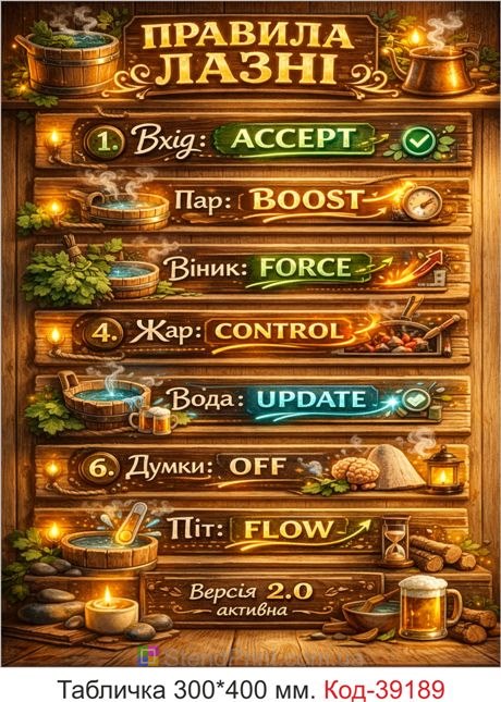 Табличка Правила лазні для бані та сауни купити онлайн
