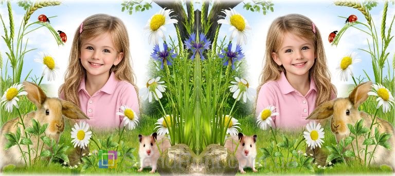 Кружка з фото кролик хом’ячок квіти галявина замовити