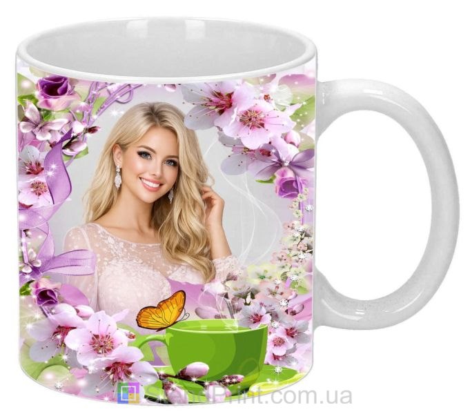 Чашка с фото сакура весенний напиток заказать