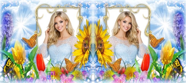 Кружка с фото голубое небо весенние цветы заказать