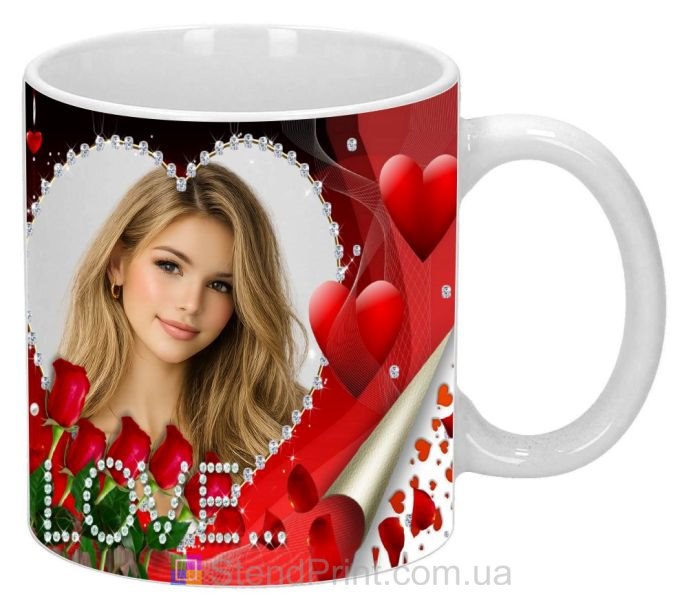 Горнятко з фото любов з трояндами подарунок для закоханих замовити