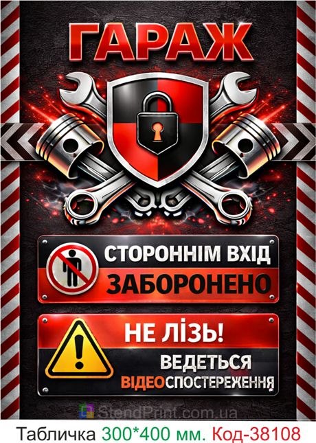 Табличка гараж вхід заборонено купити червоно чорна