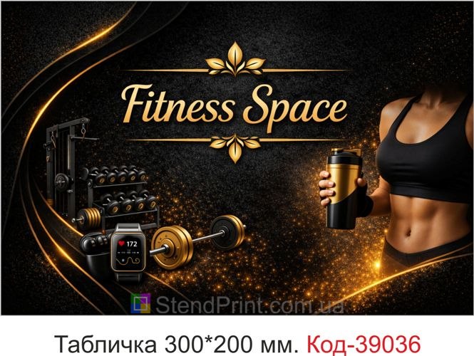 Табличка Fitness Space для фітнес-студії замовити