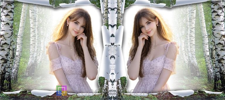 Кружка с фото эффект разорванной страницы и березовый лес персональная печать заказать