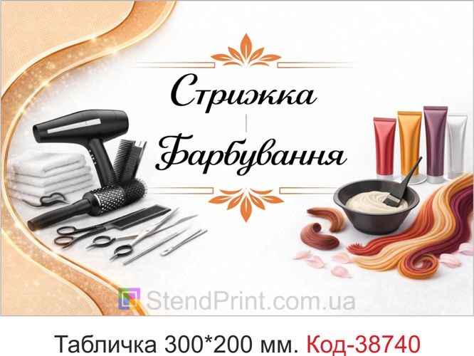 Вивіска Стрижка Фарбування для салону краси купити онлайн