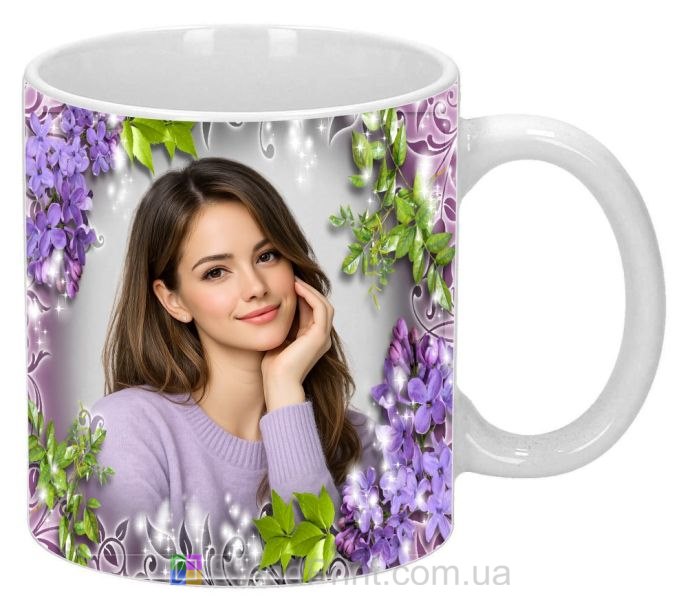 Кружка з фото бузок і пелюстки — весняний дизайн, замовити