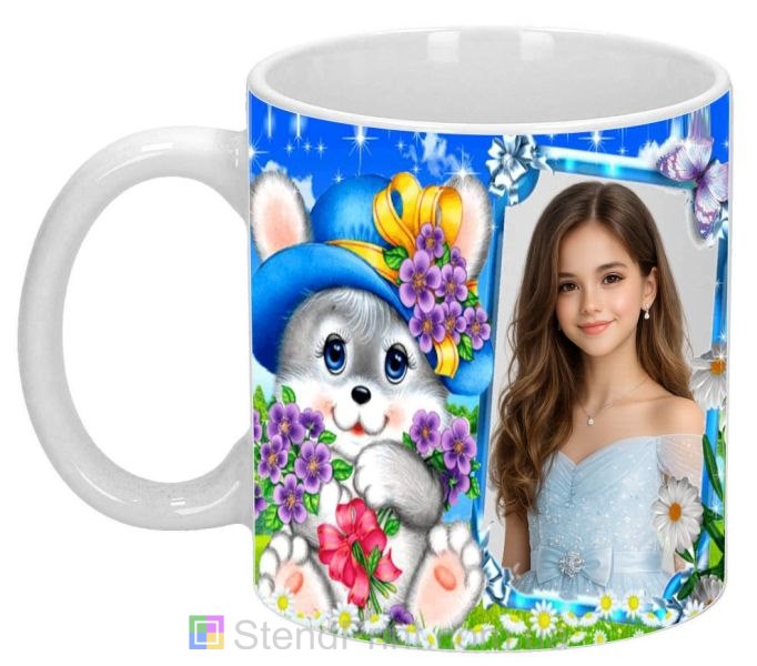 Горнятко з фото для дівчинки мила чашка із зайчиком замовити