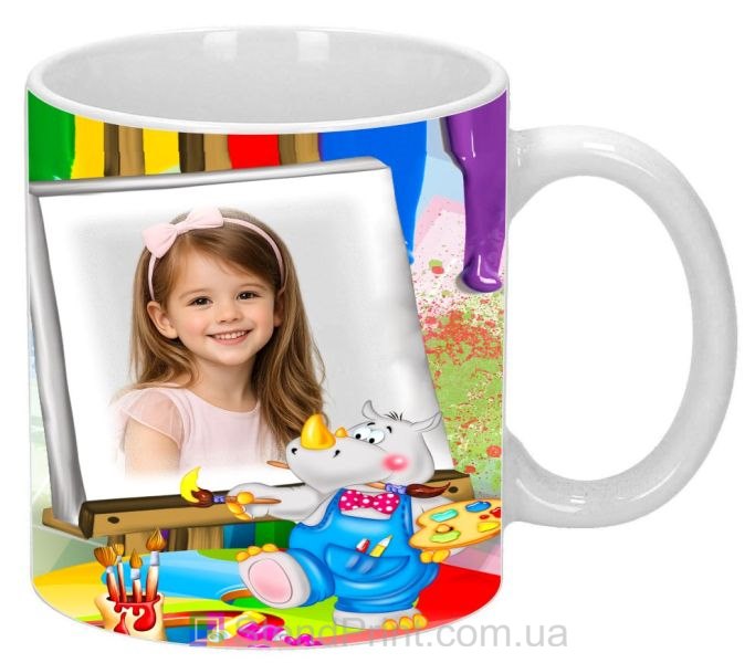 Дитяча кружка з фото — для юних художників з мольбертом
