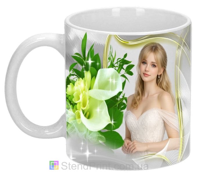 Кружка з фото з каллами для коханої стильний подарунок жінці